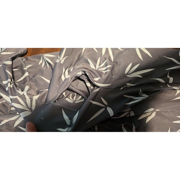 Bon Apple Tea Jumpsuit Romper Small Bamboo Leaves Polyblend Wide Leg Casual NWT - Picture 6 of 8